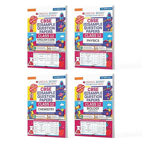 Oswaal CBSE Sample Question Papers Class 12 English, Physics, Chemistry &amp; Biology (Set of 4 Books) (For Board Exams 2025)