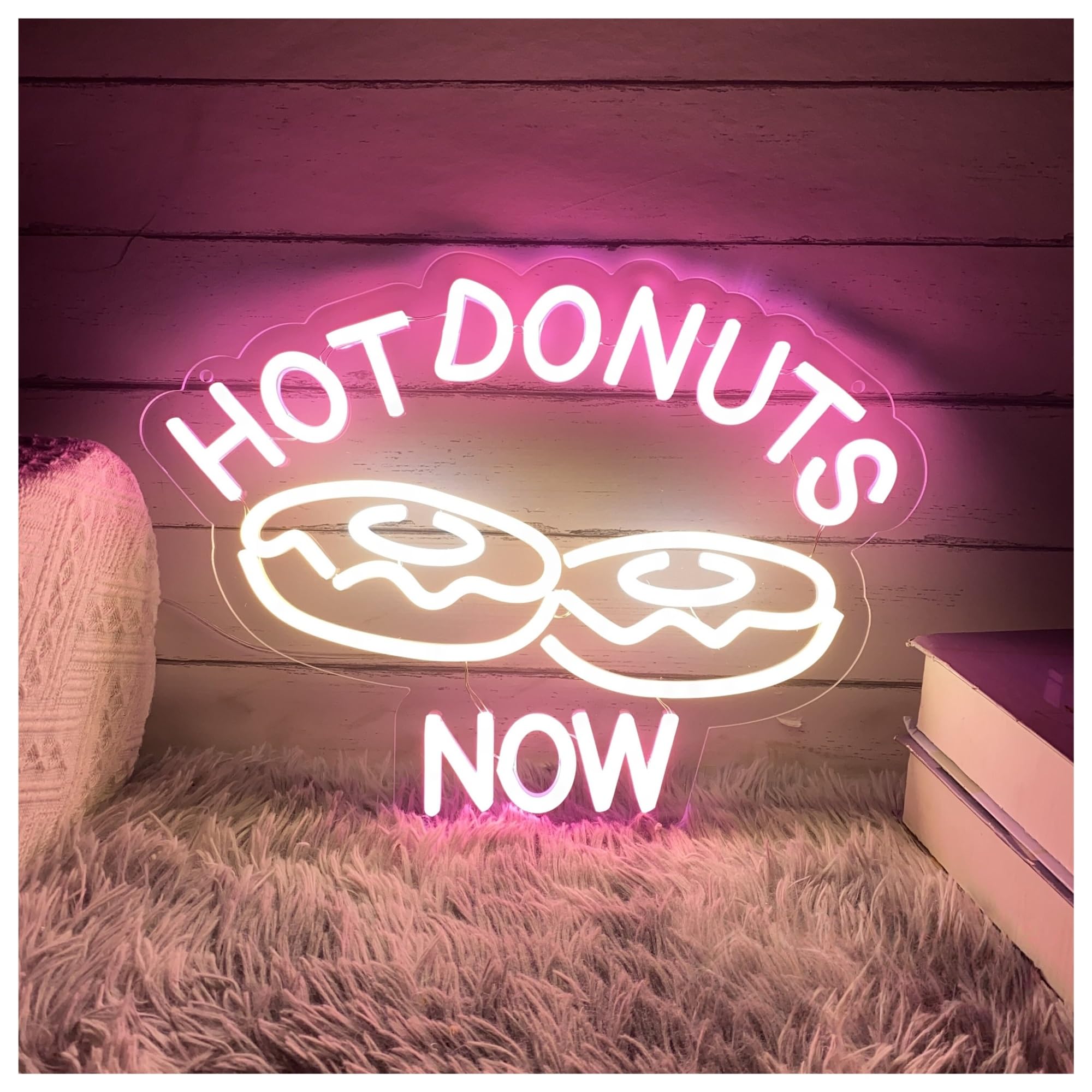 SHOUXI Sign Lamp Hot Donuts Now Neon Sign, Bakery Dessert Light for Home Wall Kitchen Decor Coffee Bar Shop Decoration 34cmx45cm(B)