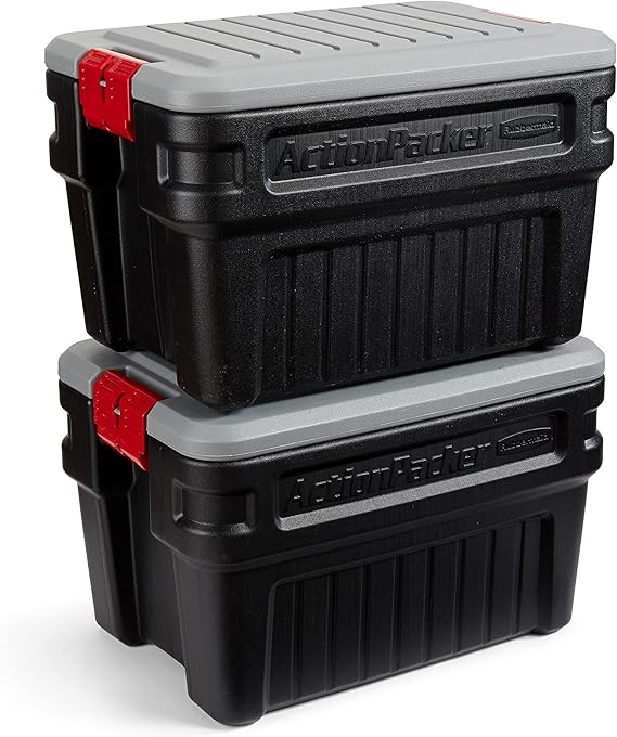 Rubbermaid ActionPacker 24 Gal Lockable Storage Bins Pack of 2
