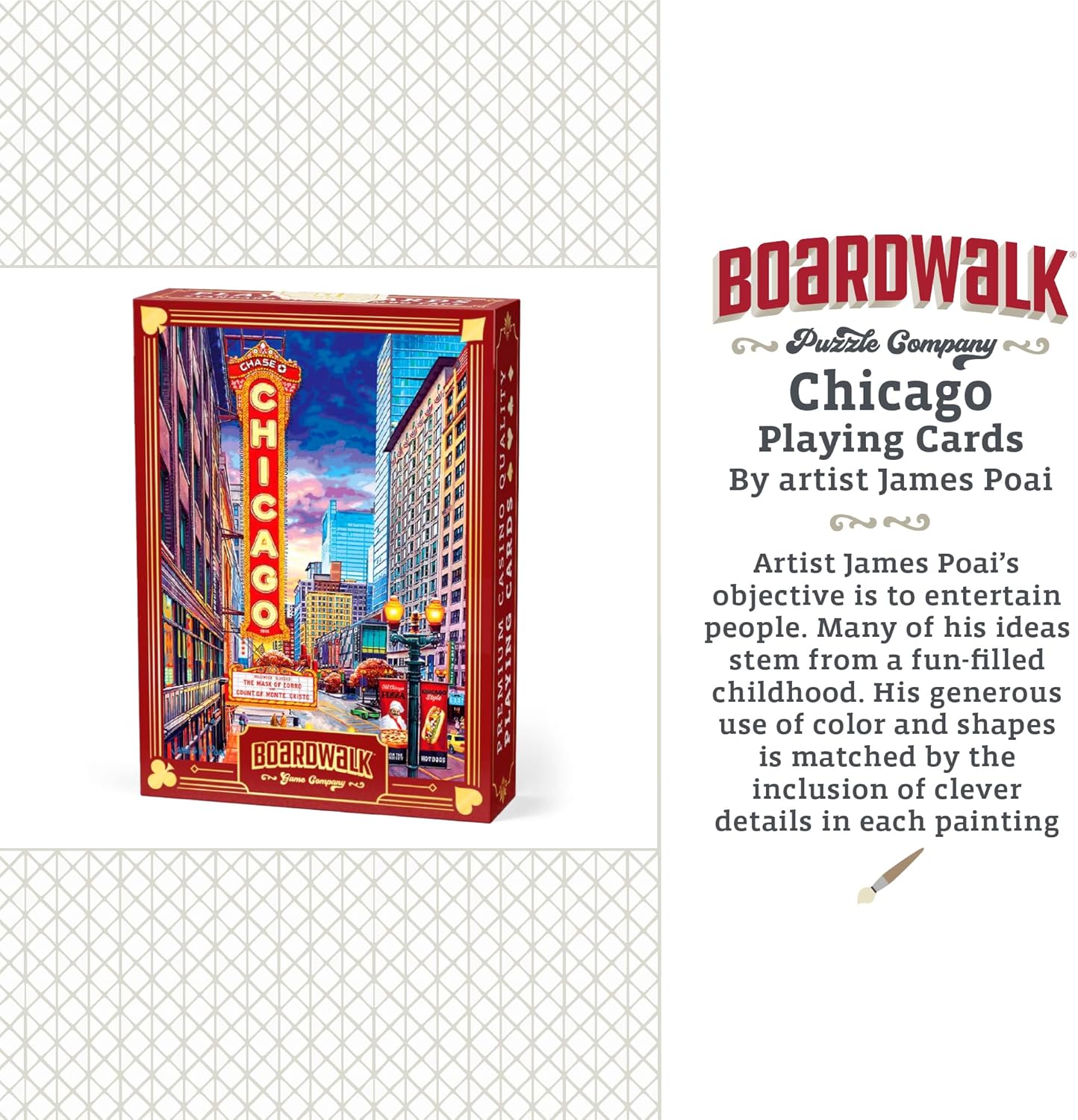 Boardwalk Puzzles Chicago, Featherlight Unique Playing Cards, Fun Themed Deck for Home and Travel