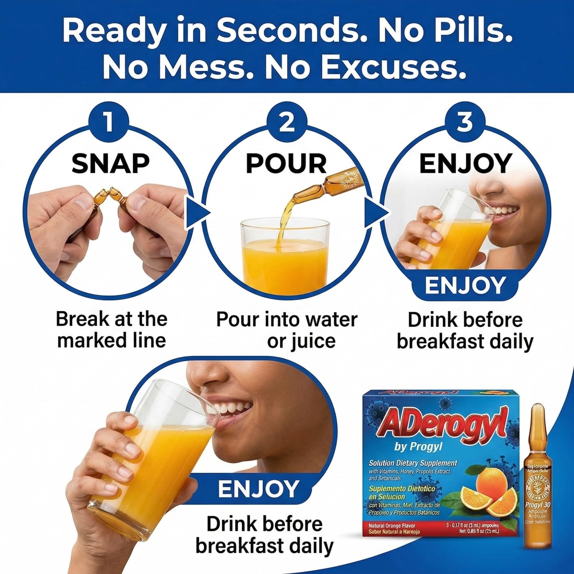 Aderogyl Liquid Vitamins A C D E Zinc Honey Propolis, 5 Ampoules — Amazon image 5
