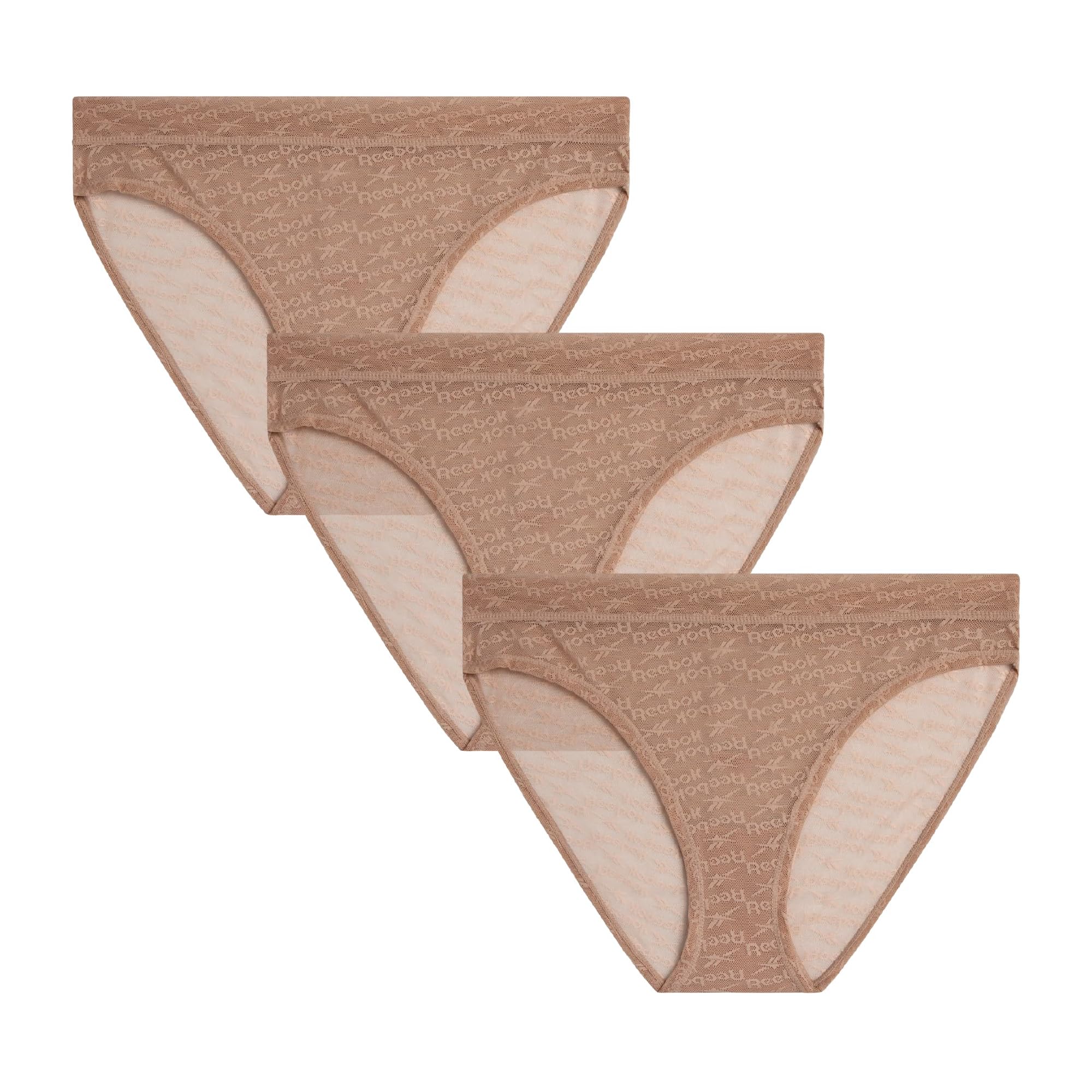 Reebok Womens Bikini Underwear - Multipack Lightweight High Cut Micro Mesh Lace Bikini Panties Seamless Underwear for Women