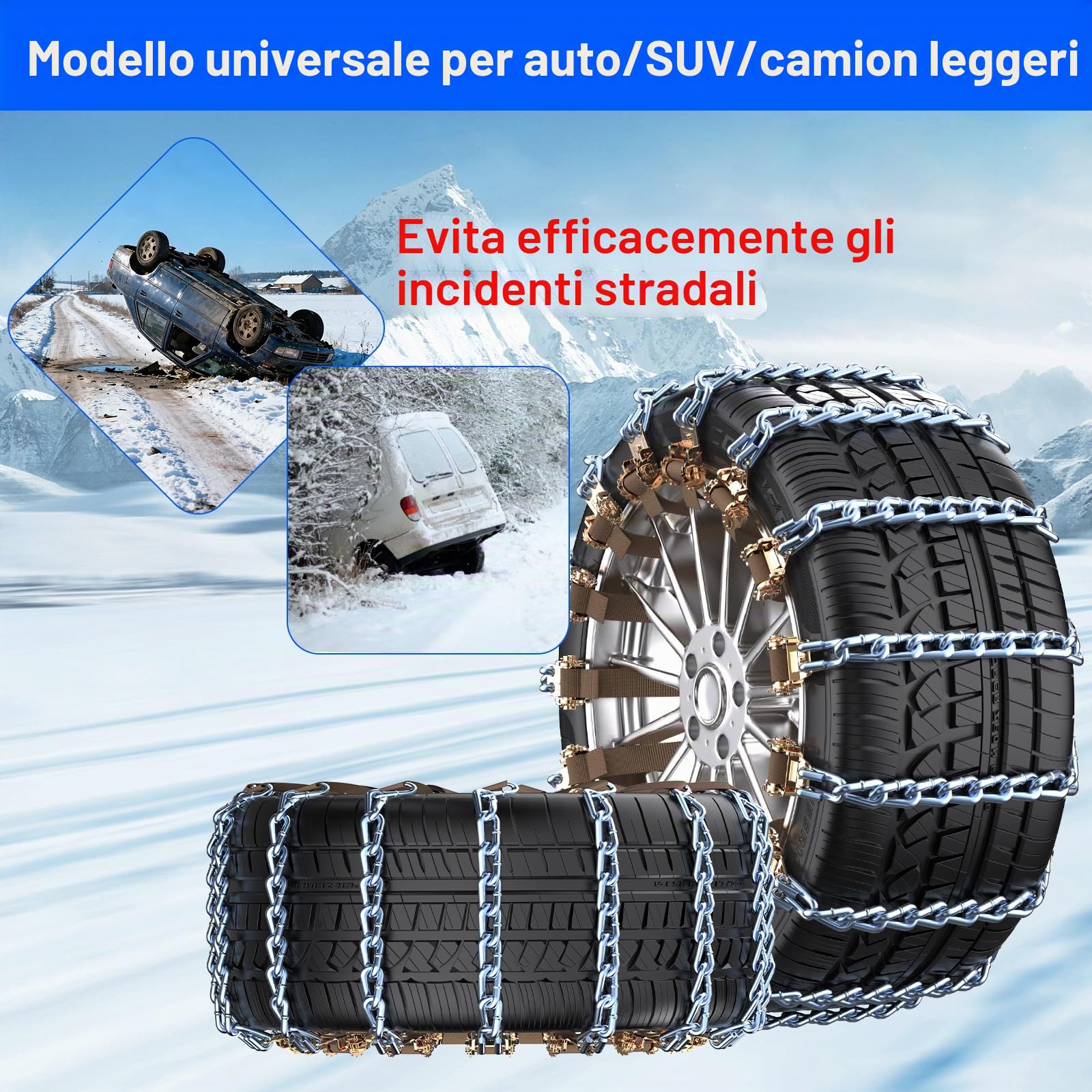 Ninonly Catene da Neve Universali Auto Camion SUV 165-265 mm 10 Pezzi