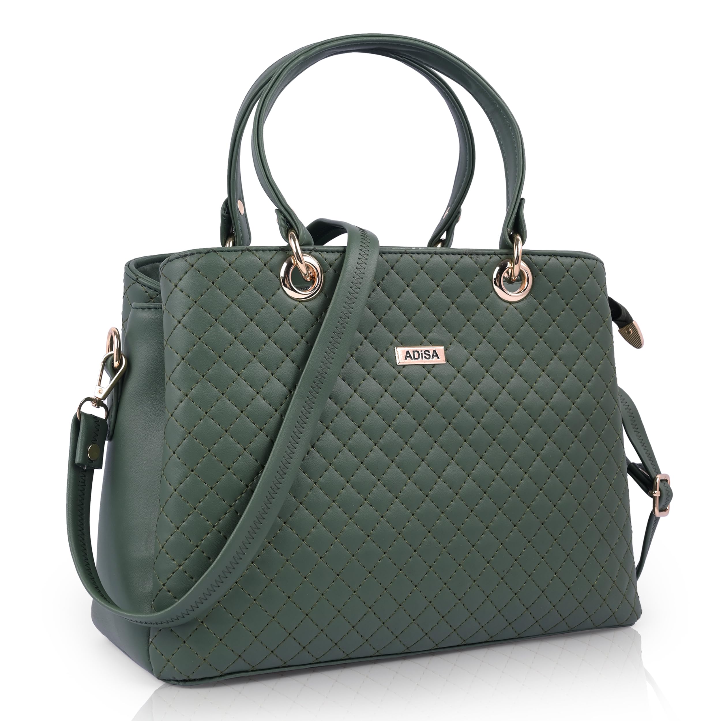 quilted handbag shoulder bag satchel for women and girls with sling belt (ADW4077)-image-7