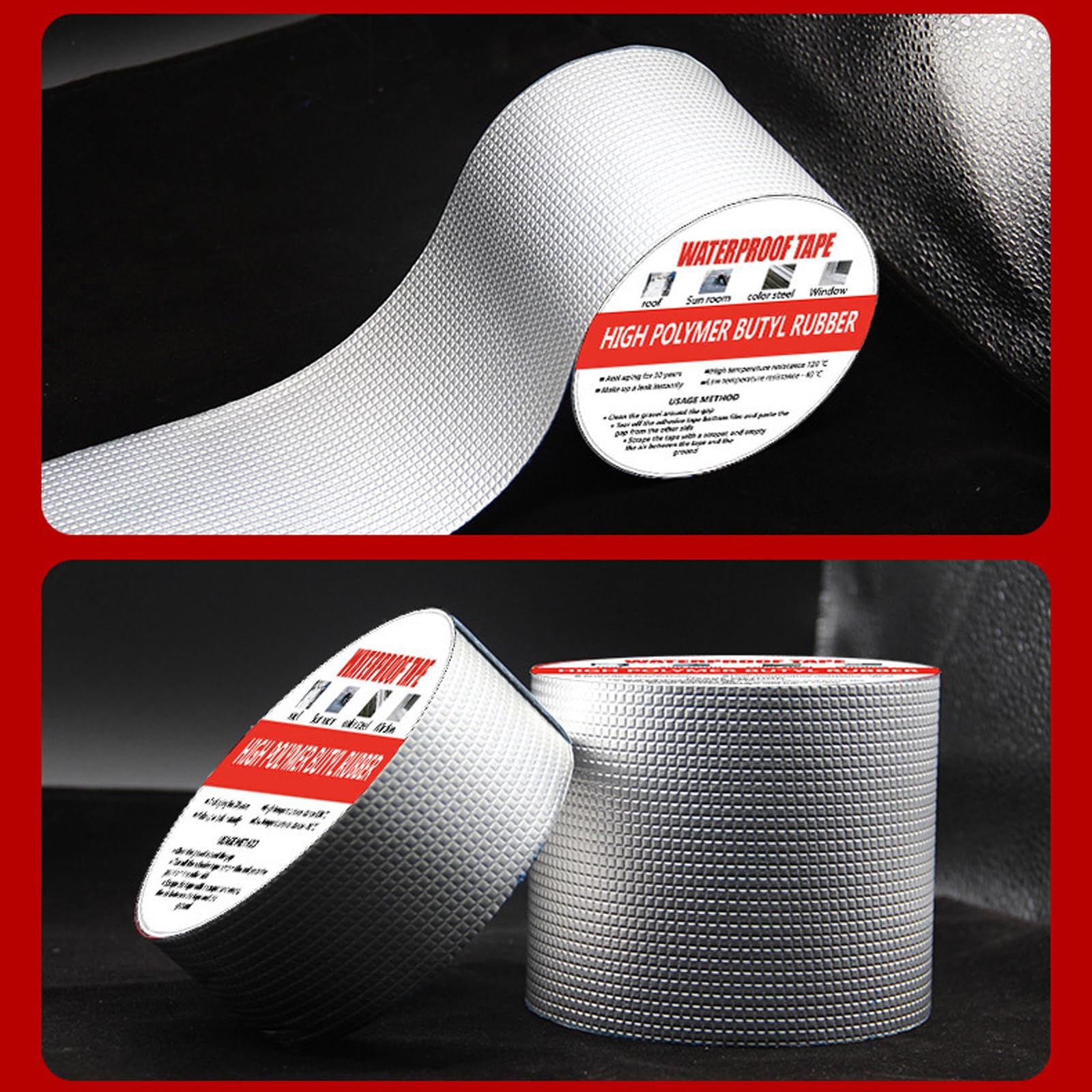 Cinta de butilo Impermeable Rollo Autoadhesivo Tira de Sellado de Papel de Aluminio Color Acero Material de reparación de Fugas de tuberías de Cocina y Techo-Cinta Selladora para Diversas Superficies