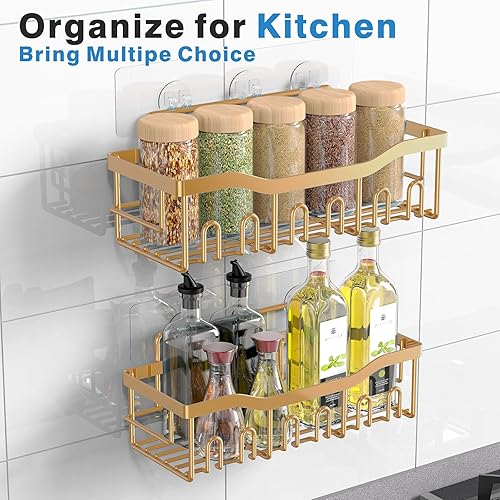 Miniatura 7 de EUDELE Organizador de ducha de 2 unidades, organizador adhesivo para almacenamiento de baño, decoración del hogar y cocina, sin taladrar, estante de