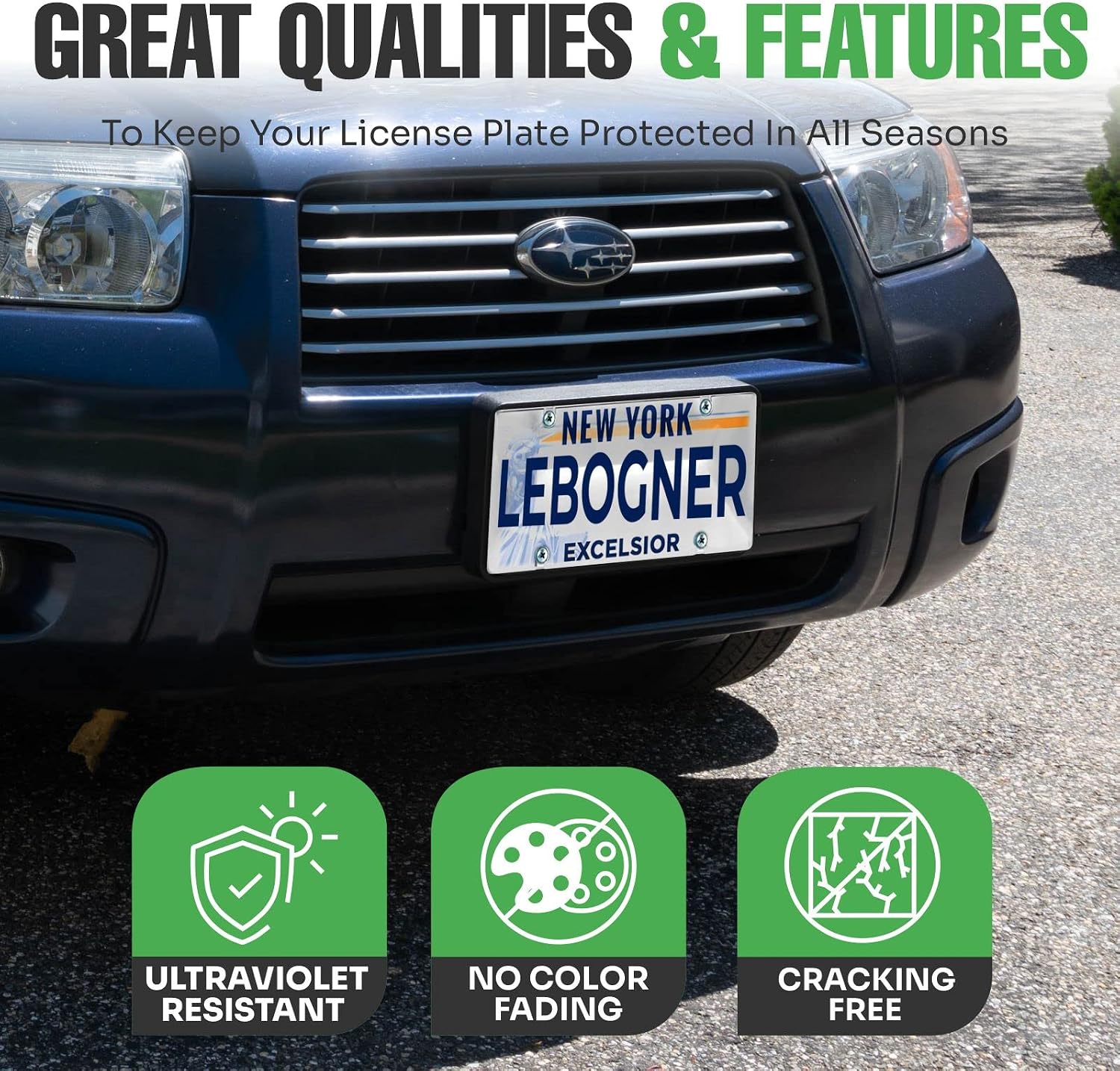 lebogner Car License Plates Shields 2 Pack Tinted Bubble Design Novelty Plate Covers to Fit Any Standard US Plates, Unbreakable Frame Covers to Protect Front, Back License Plates, Screws Included