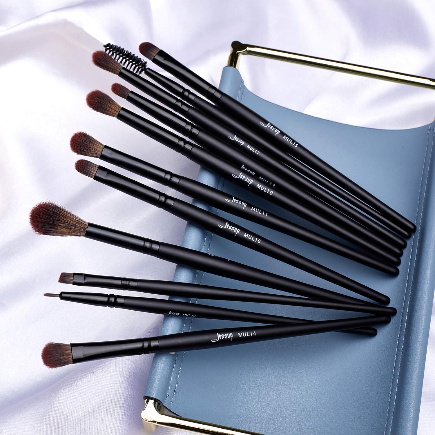 Jessup Eye Brushes Set, Vegan Makeup Brushes with Concealer Powder Eyeshadow Blending Eyeliner Spoolie Brush, 16pcs Premium Synthetic Black Cosmetic Brush T272 - Image 9