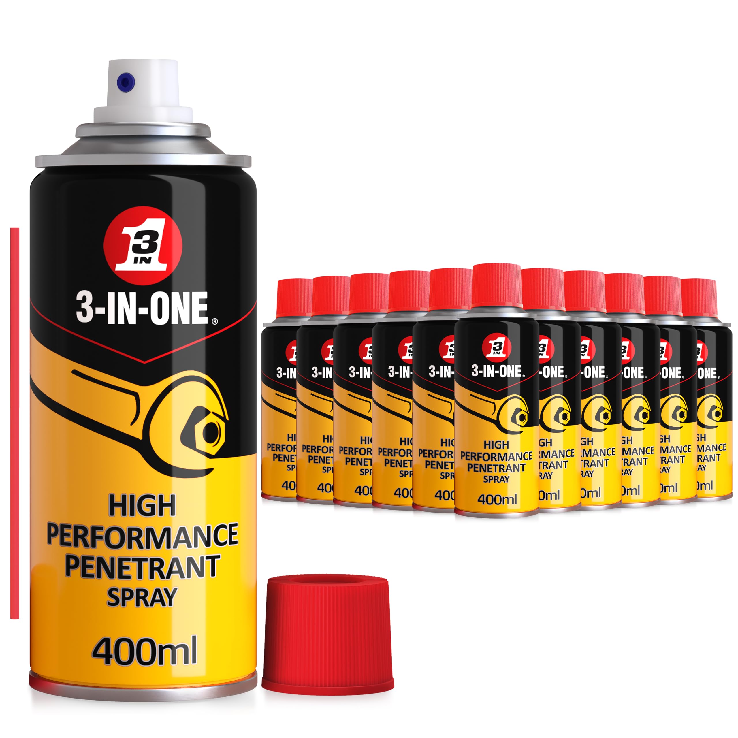 3-IN-ONE Professional High Performance Penetrant Spray 400ml, Fast Acting Penetrating Oil that Loosens Seized and Stuck Parts, Rust Remover for Metal Components (12x 400ml)