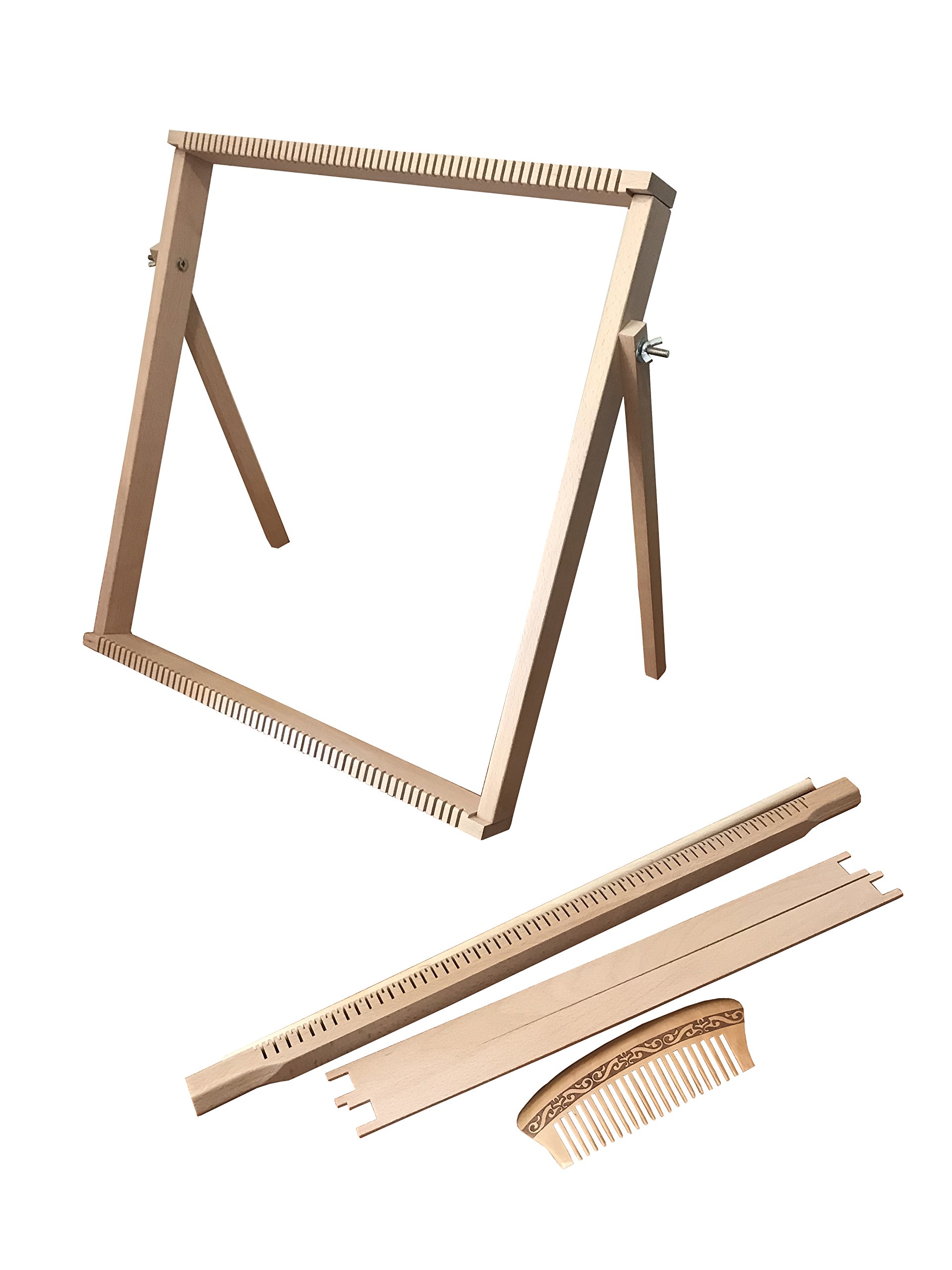 Weaving Loom Kit Large (50 cm x 50 cm) with Stand, Wooden Looming Set