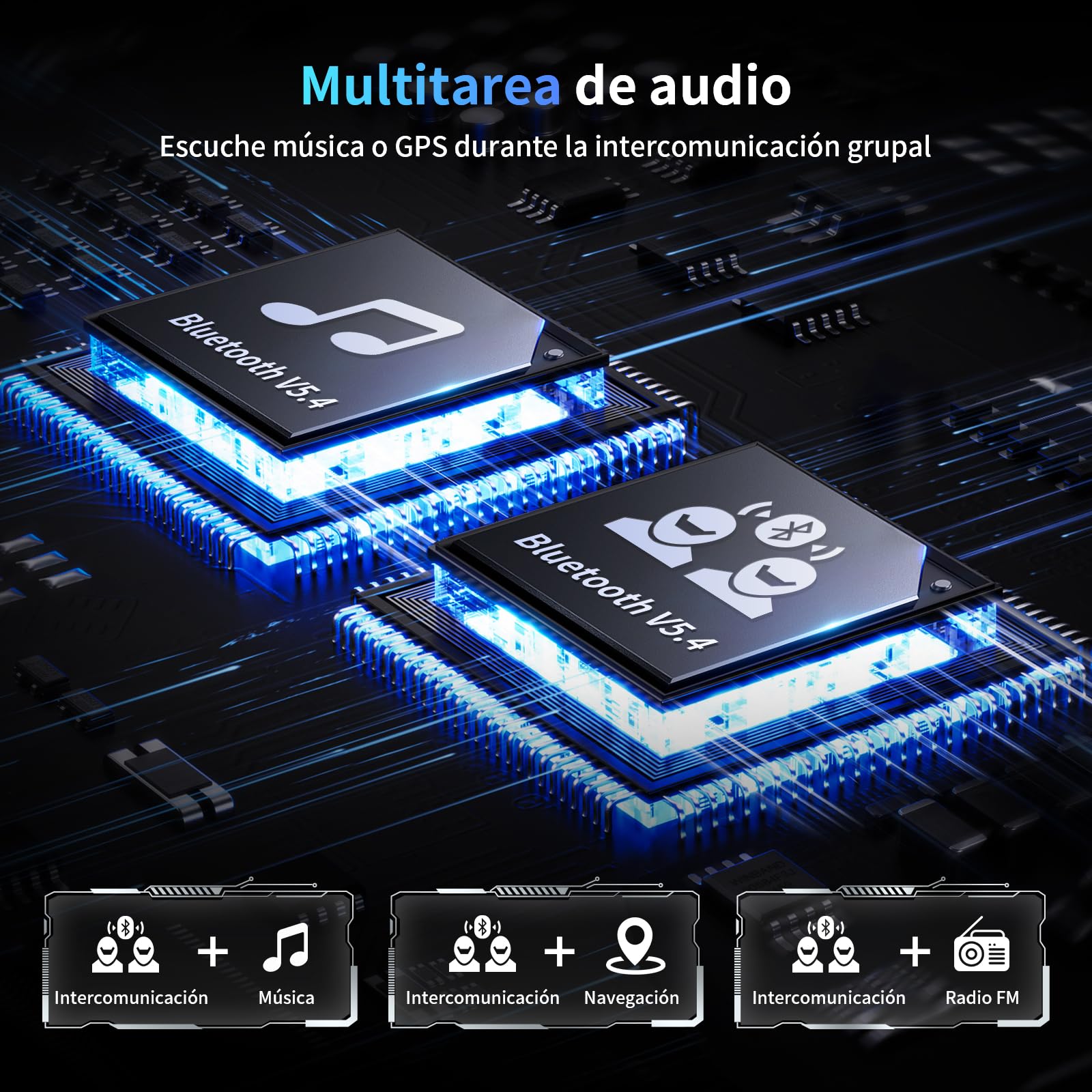 Fodsports FX7 Intercomunicador Casco Moto, Mesh Intercom 10 Motociclistas 2 km, Bluetooth 5.4/CVC & ENC Cancelación de Ruido/Emparejamiento Universal/Control de Voz/IP67 Impermeable