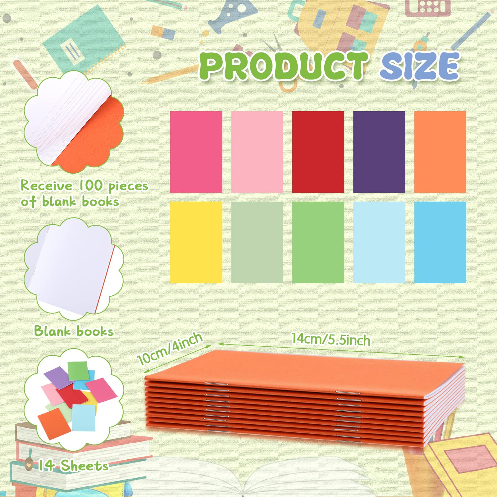 Kosiz 100 libri vuoti colorati per bambini per scrivere storie mini quaderni con copertina rigida quaderni da disegno