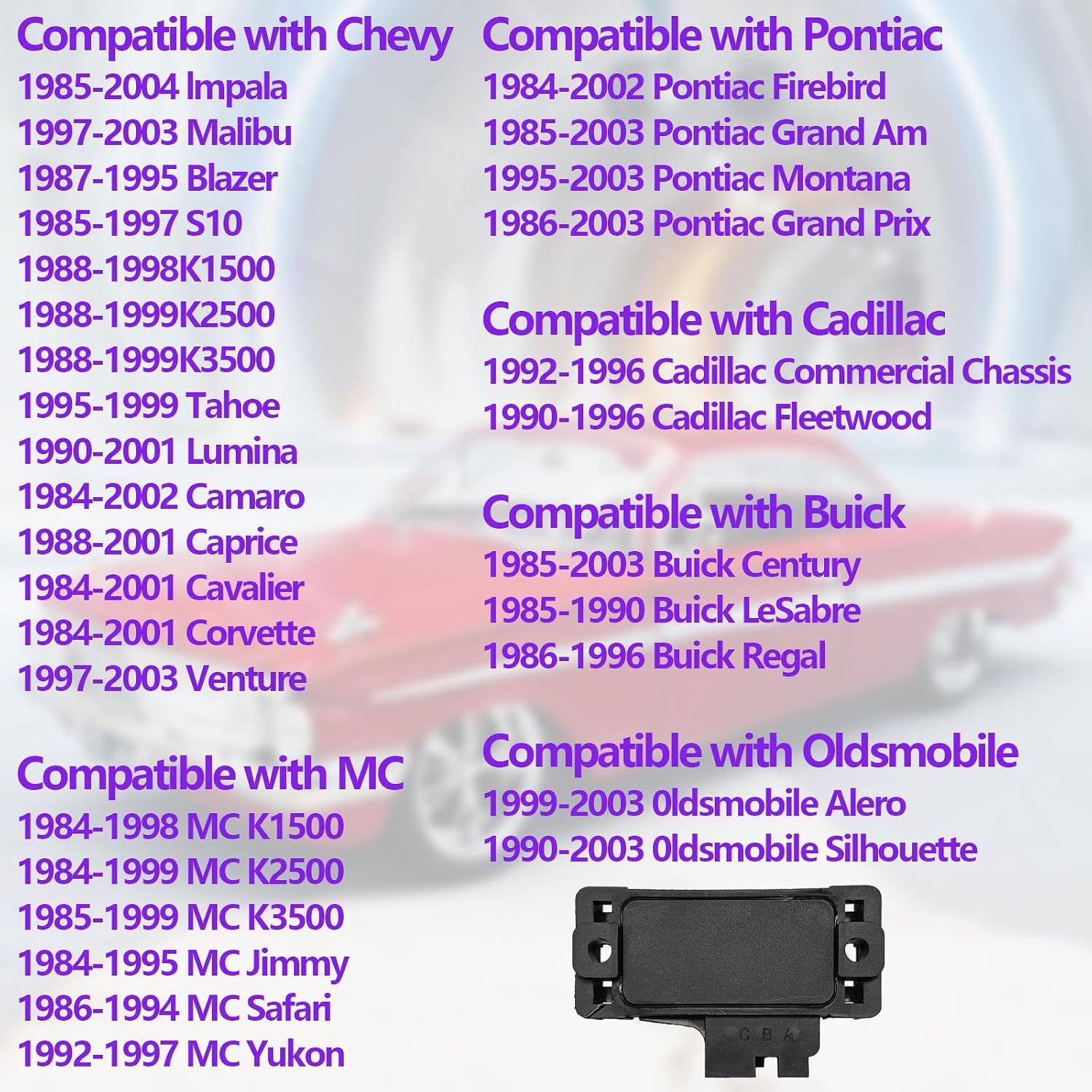 Manifold Absolute Pressure Sensor MAP, Compatible with Chevy Impala Silverado Malibu GMC K1500 Pontiac Cadillac Buick Oldsmobile, Replaces #12569240