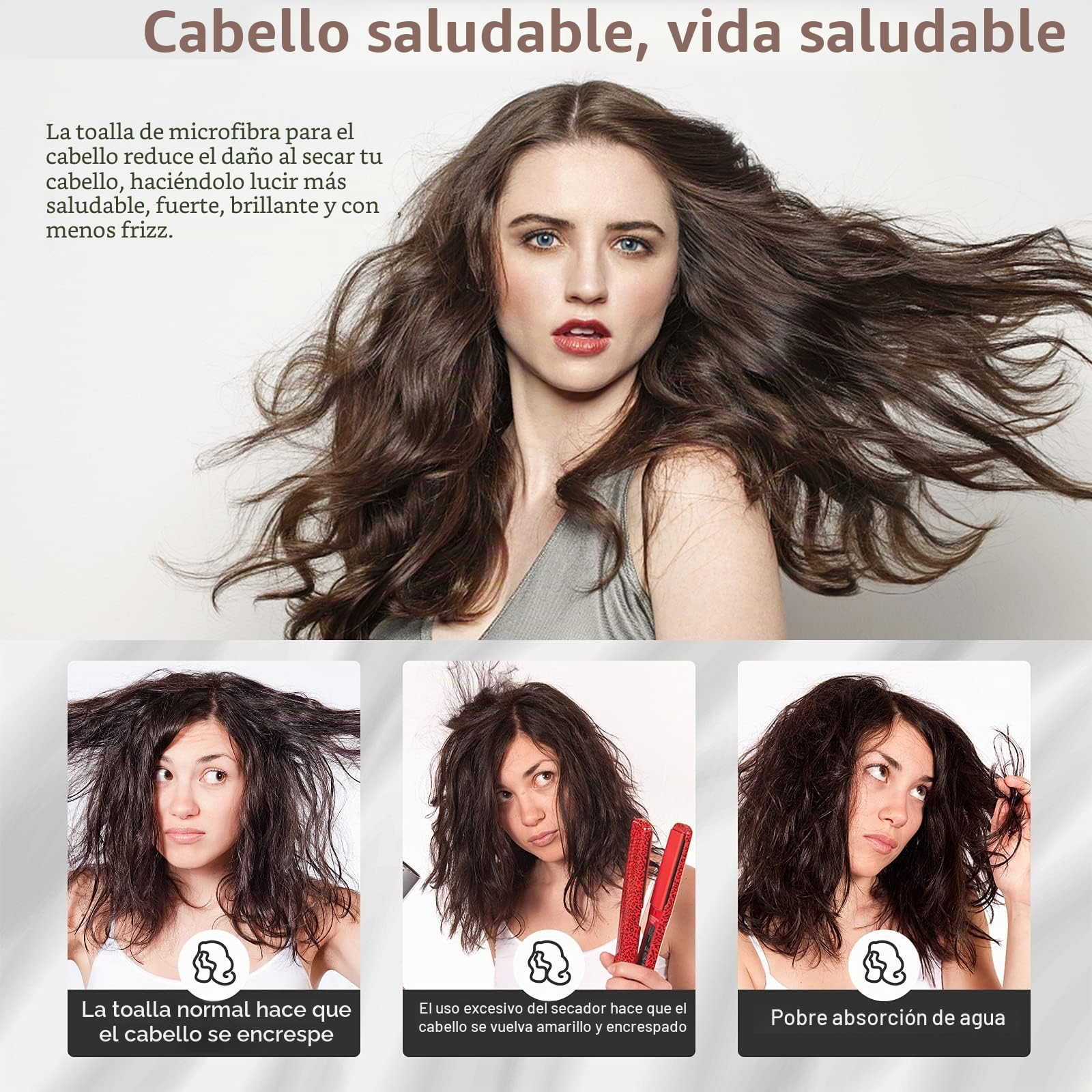 Laicky Paquete de 3 Toallas de Secado de Pelo de Microfibra, superabsorbente, Turbante de torsión, Secado rápido, con Botones, para el baño, para el salón, Sombrero seco, Rojo, Blanco, Morado