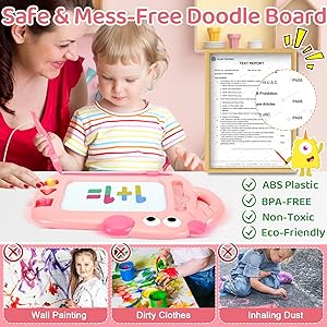 Toddler Girl Toys Age 1-2, Magnetic Drawing Board, Erasable Doodle Board Pad for Kids, Baby Early Learning Toys for 1 2 3 Year Old Girls, First Birthday Gifts for Girls Boys Christmas New Year(Pink)