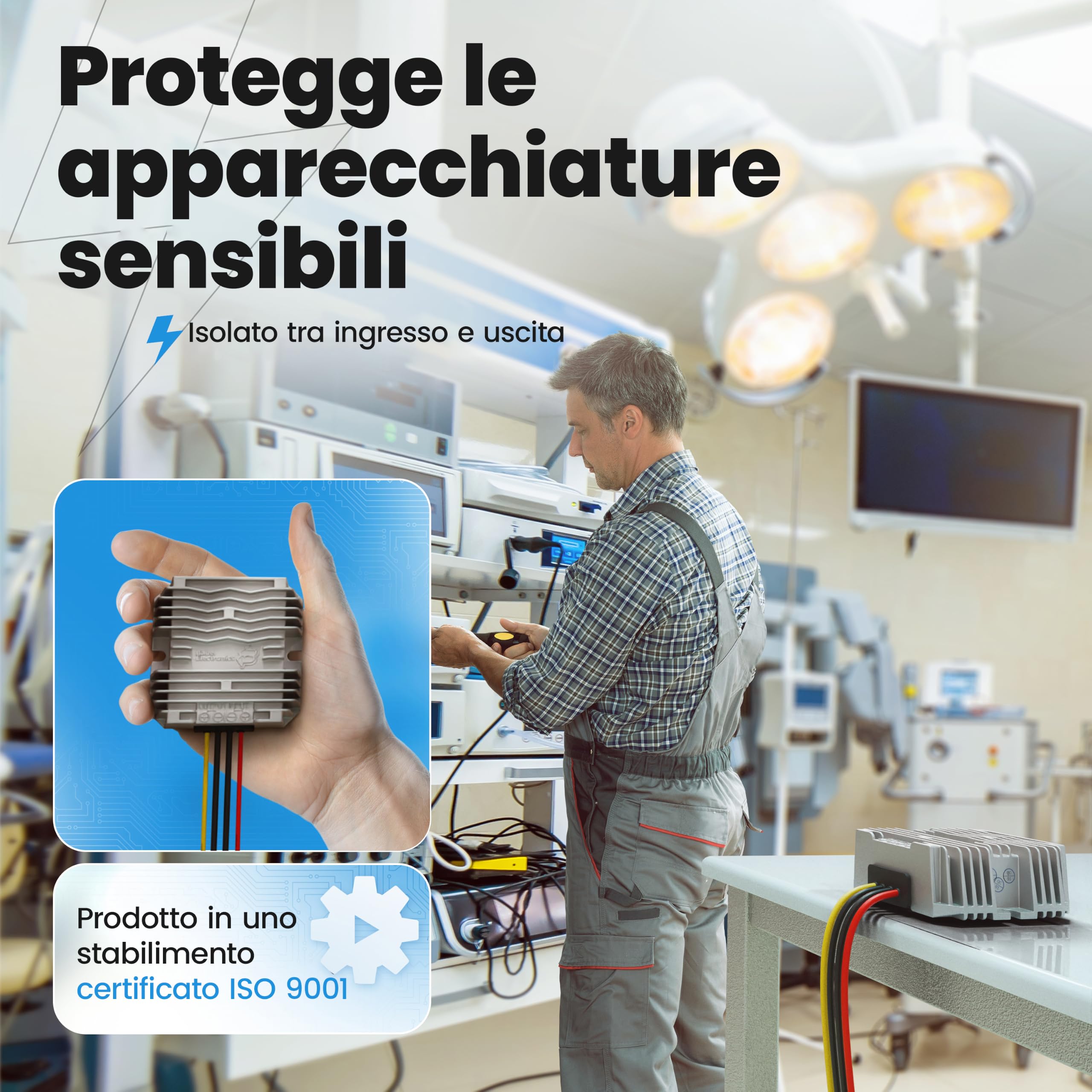 Convertitore di tensione DC-DC isolato 24-V a 12-V 10-A 120-W | Convertitore Buck isolato galvanicamente regolatore di tensione stabilizzatore di tensione limitatore
