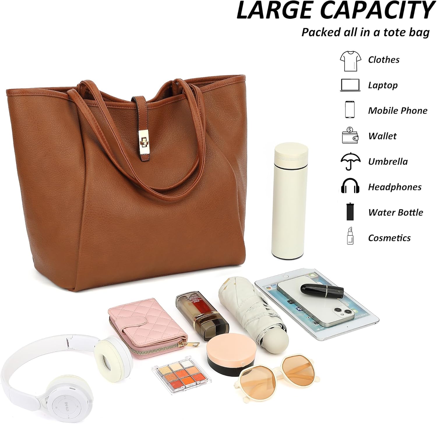 TANTOMI Tote Handbag for Women Oversized Purse Womens Weekender Purses Shoulder Bag for Travel Everyday - Image 3