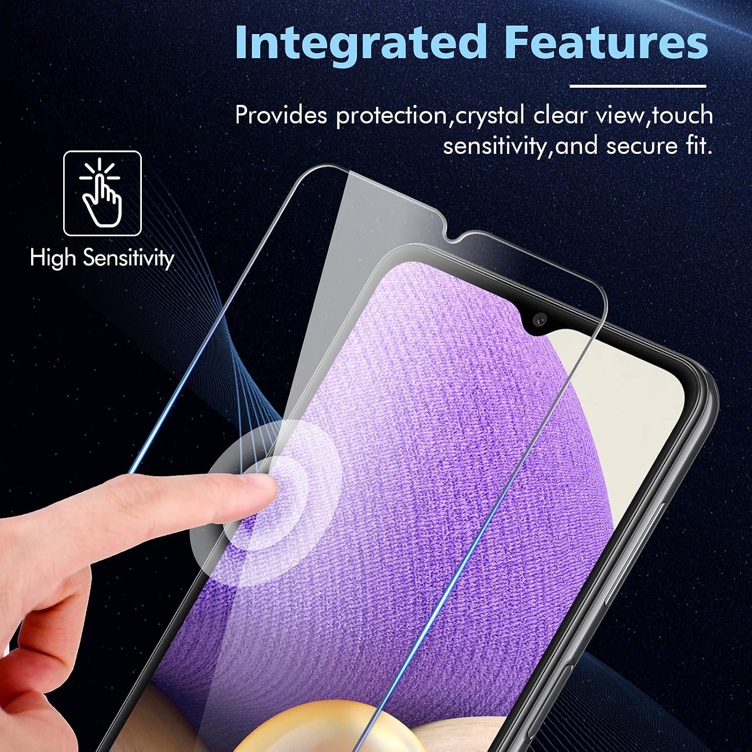 [2+3] LK 2 Pack Samsung Galaxy A32 Screen Protector + 3 Pack Lens Protector with Alignment Tool, 9H Tempered Glass, Anti-Scratch, Bubble-Free, Crystal Clear, Touch Sensitive, Precise Cutting