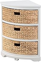 Vista 40 de Hampton Meadows - Armario de almacenamiento de mesa esquinera de 3 niveles en X con 3 cestas de mimbre, nogal