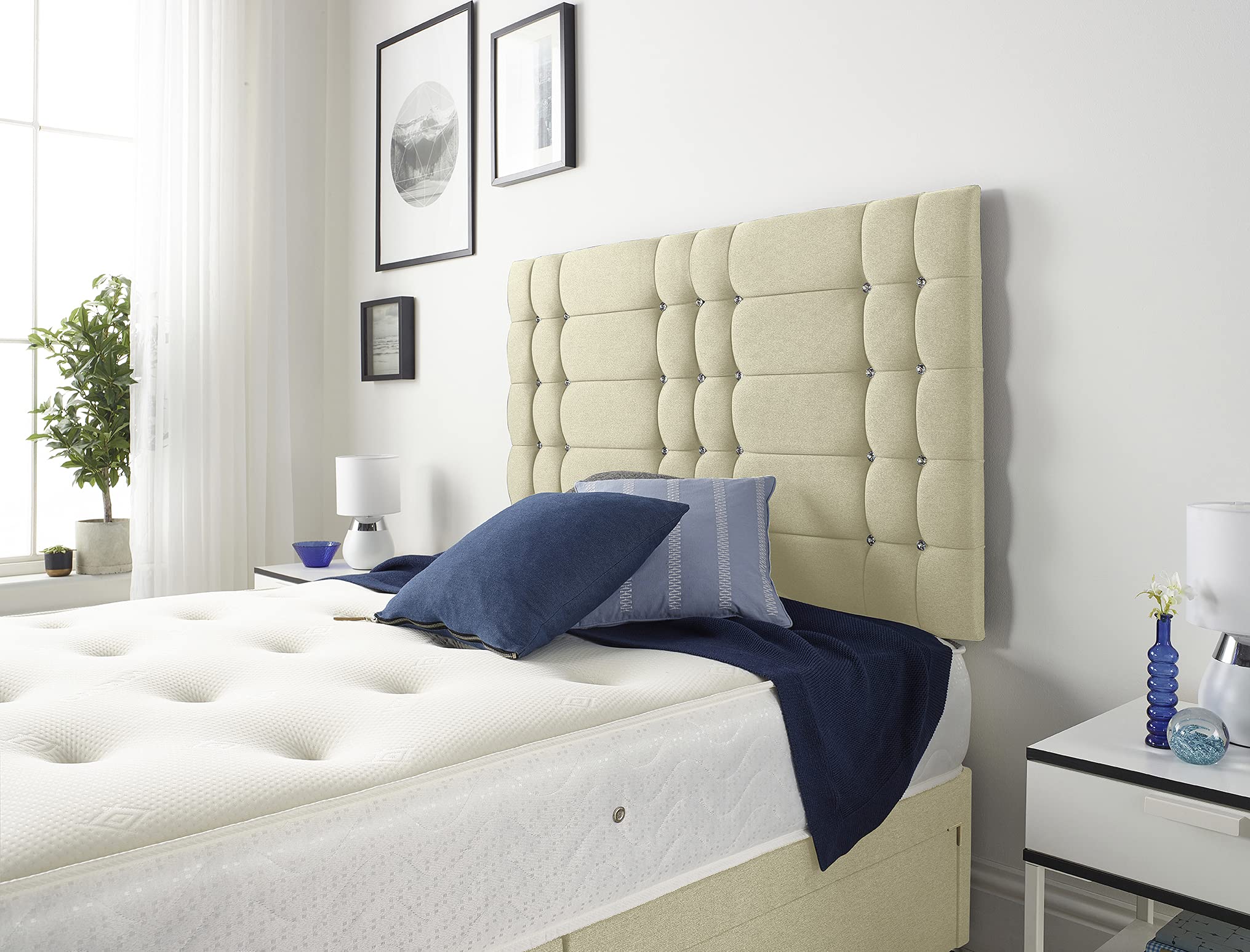 Bed Centre Bliss 32 Inch or 54 Inch Headboard Available in Different Fabrics and Colours - 3FT,4FT,4FT6,5FT,6FT (6FT Super King, 32 Inch High With Struts, Linen Beige)
