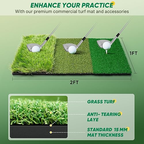 Miniatura 7 de OYN Red de golf, red de práctica de golf duradera de 10 x 7 pies para conducción en el patio trasero y garaje, red de golf todo en 1 con alfombra de