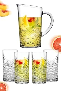Paşabahçe 5 Parça Tımeless Sangria/Mojito Kokteyl Keyfi Seti - 4 Uzun Kokteyl Bardağı + Karaf/sürahi