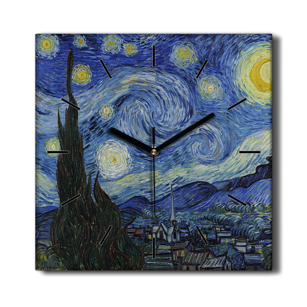 Horloge sur Toile 30x30 cm Nuit étoilée sans tic-tac pour Salon