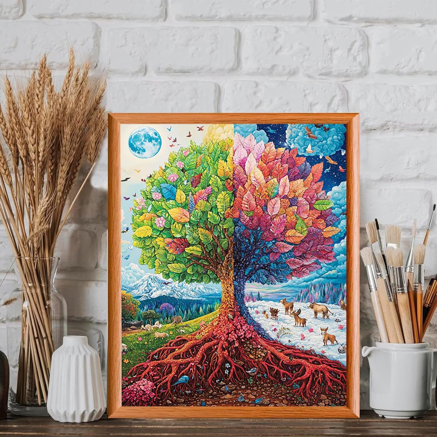 Vierjahreszeitenbaum Malen Nach Zahlen Erwachsene Anfänger, 60x80cm c-930