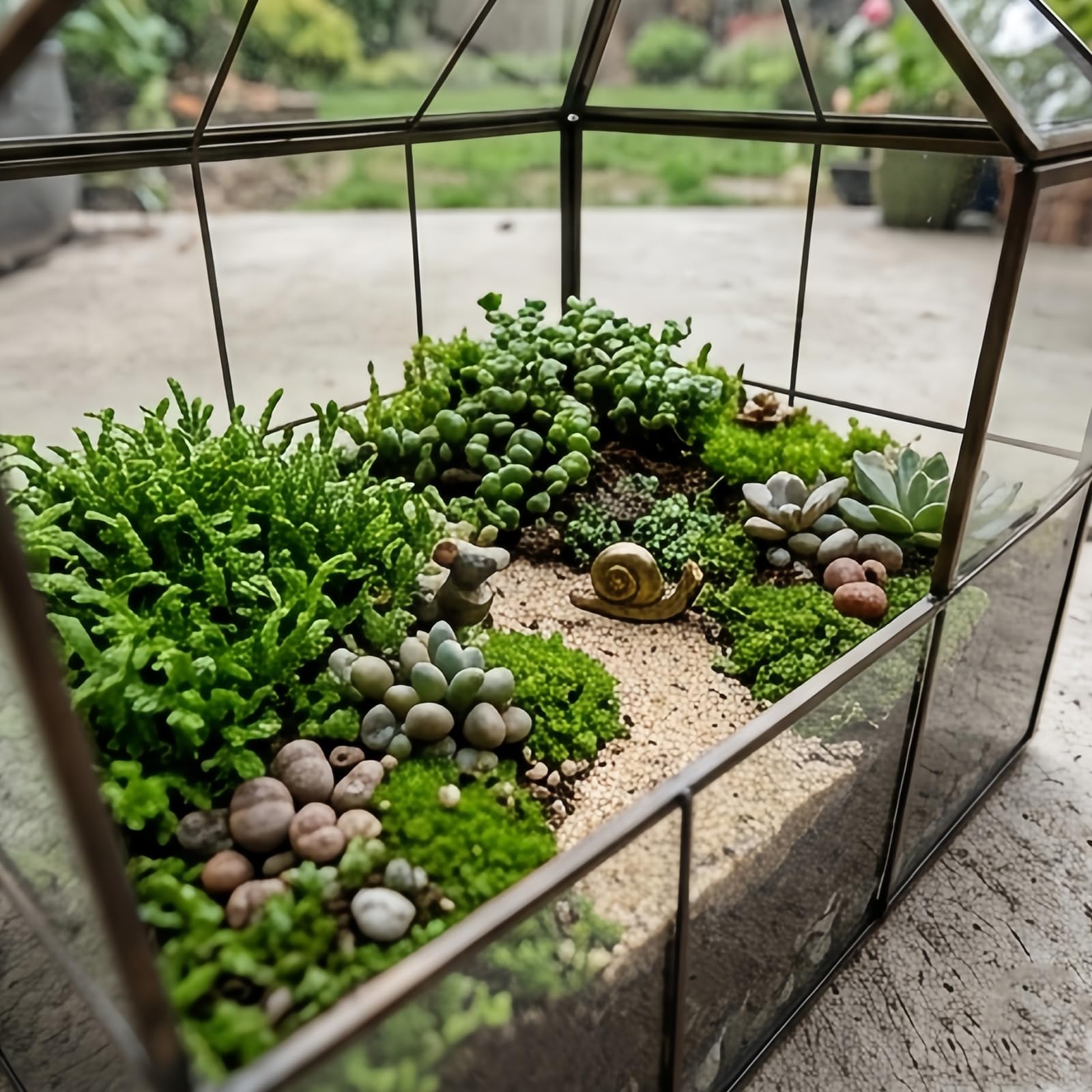 Decoración de terrario para alféizar de Ventana, Caja de exhibición de Vidrio Transparente con Techo con bisagras para diseños de Plantas, colocación de Escritorio y Uso de visualización de Anfibios,
