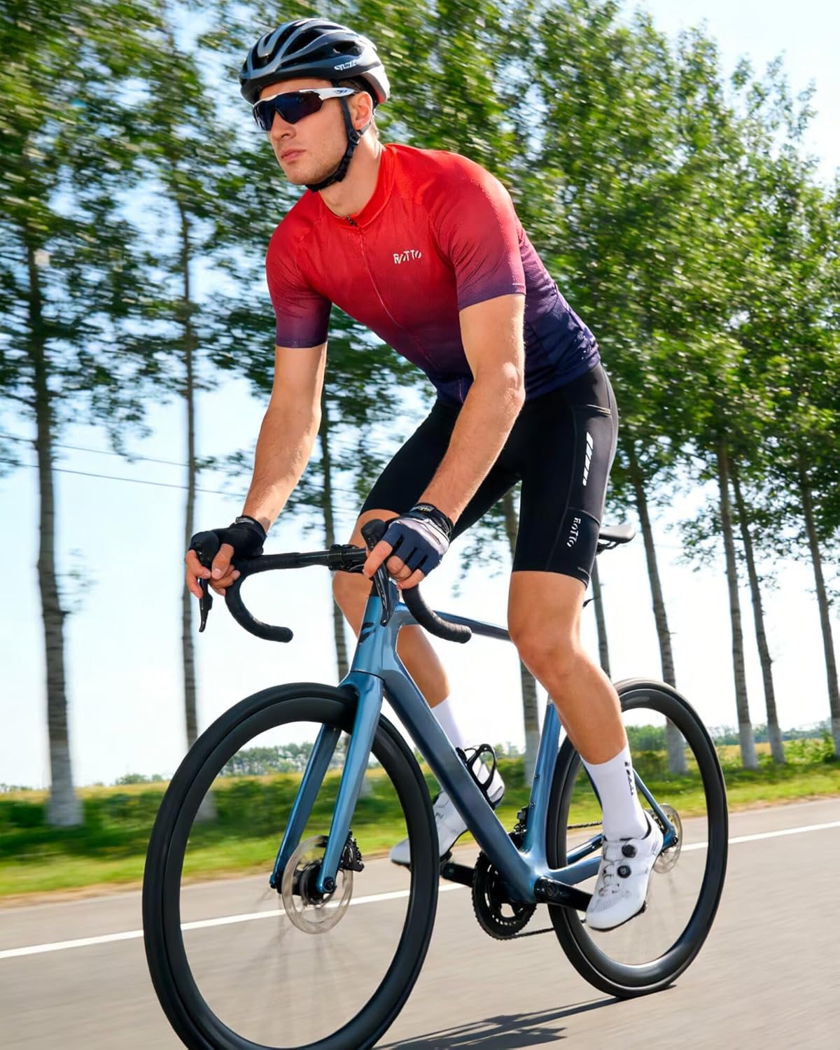 ROTTO Cycling Jersey Mens Bike Shirt Short Sleeve Gradient Color Series - Image 2