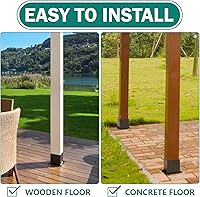 Vista 5 de 4 soportes de poste de 4 x 4 pulgadas (real 3.6 x 3.6 pulgadas) para postes de vallas de madera, soportes de pérgola resistentes para barandilla