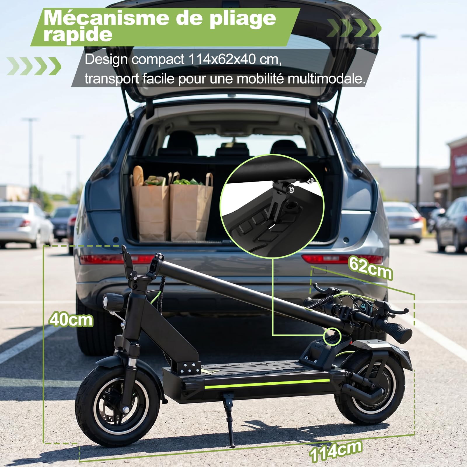 TODIMART Trottinette Électrique Adulte, Jusqu’à 55-80 km, Batterie 48V 13/18.2 Ah, Pneus Tout Terrain de 10 Pouces, Moteurs 500W/1000W*2, Double Suspension, Double Frein à Disque, Pliable