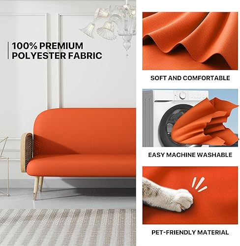 Miniatura 5 de MoNiBloom Funda para futón de tamaño Queen, elástica, sin brazos, funda para sofá sin brazos, protector de muebles, duradera y lavable, con