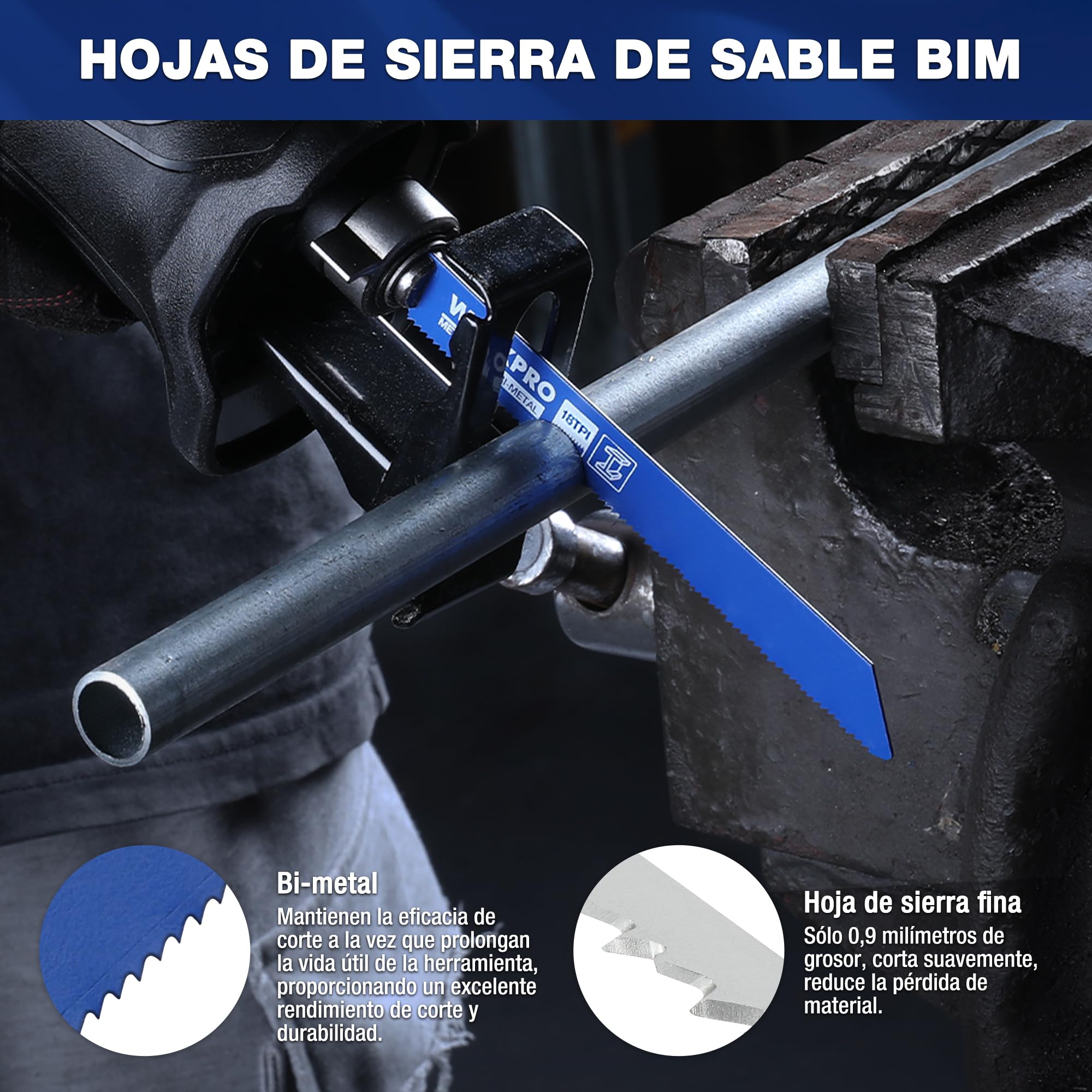WORKPRO Hojas de Sierra Sable para Madera y Metal 32 Piezas, Cuchillas de Sierra con Bolsa Organizador, para Madera, Metal o Plástico, Ideal para Cortar Ramas