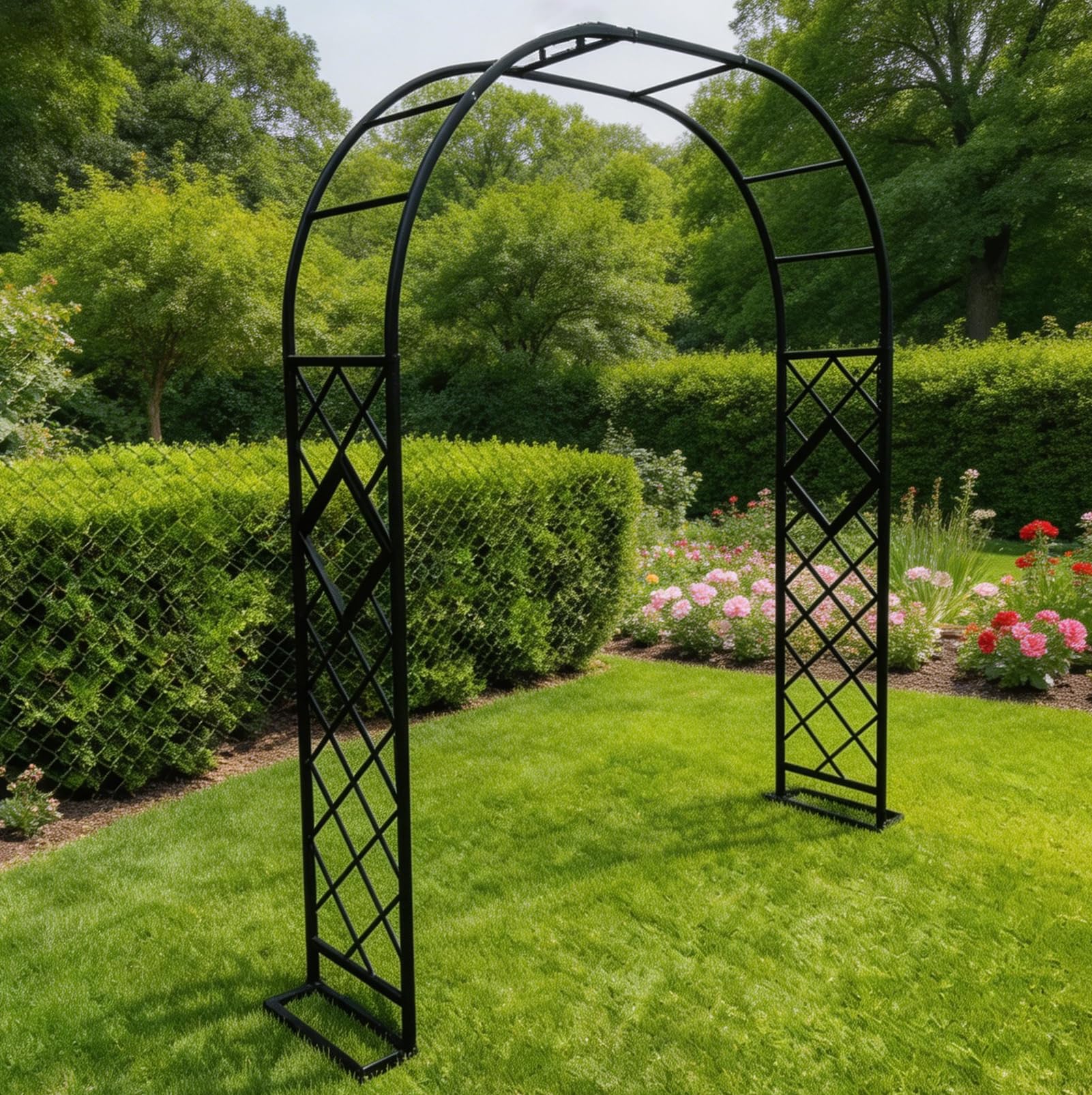 Errtsdb Metal Arch,heavy duty garden arch for climbing plants Climbing Roses, Vines | Rust-Resistant, Weatherproof Outdoor Archway with Easy Assembly, Black/D/260x40x230cm