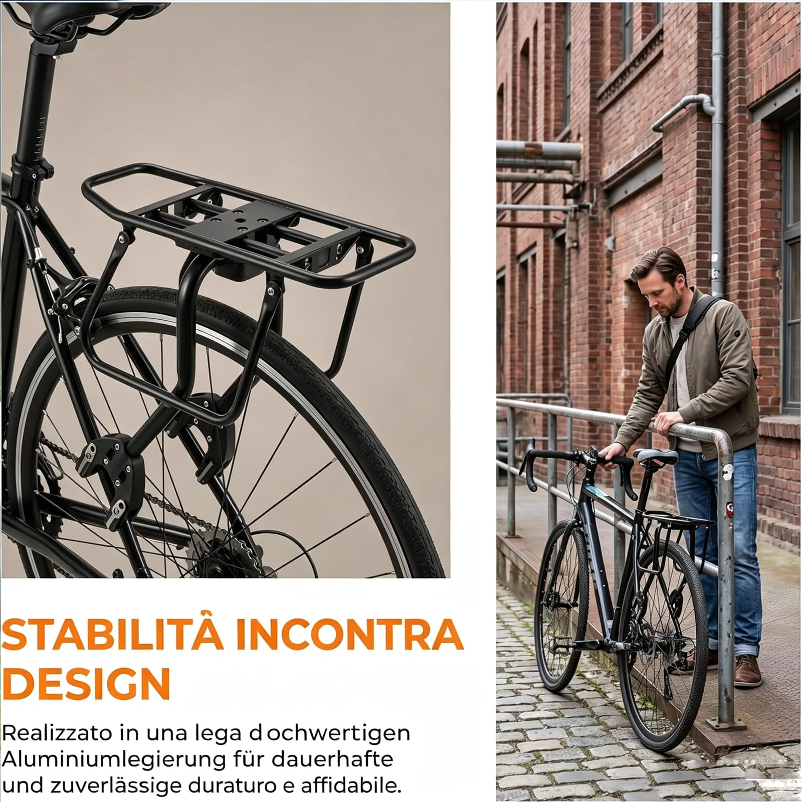predolo Portapacchi Posteriore Mountain Bike Facile Installazione Portapacchi Bici Sgancio Rapido Ampia Compatibilità per Trasporto Bagagli, Cicloturismo