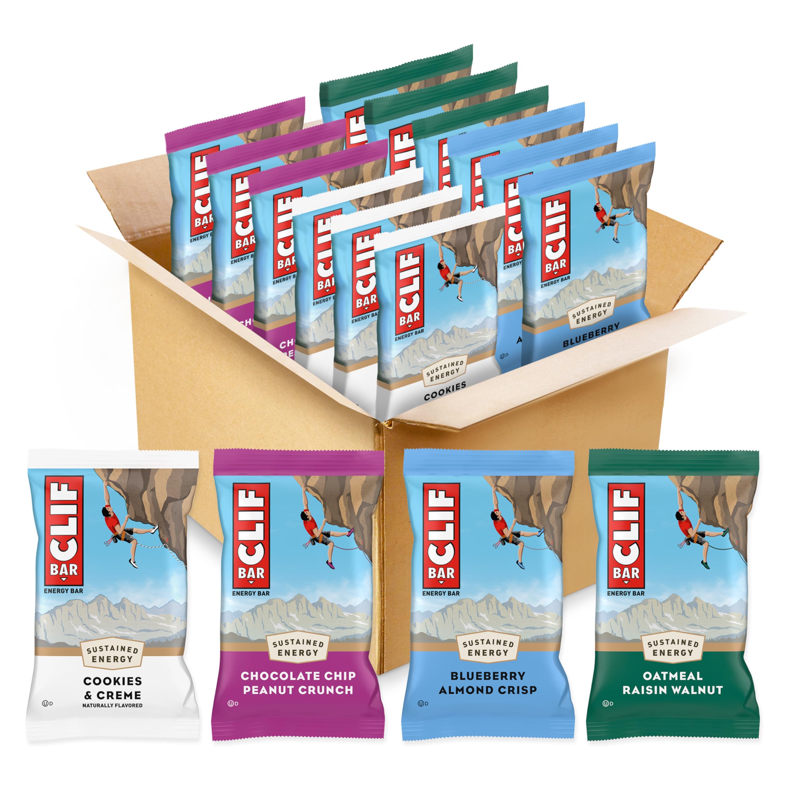 CLIF BAR - Energy Protein Bars - Variety Pack - 4 Flavors - Made with Organic Oats -