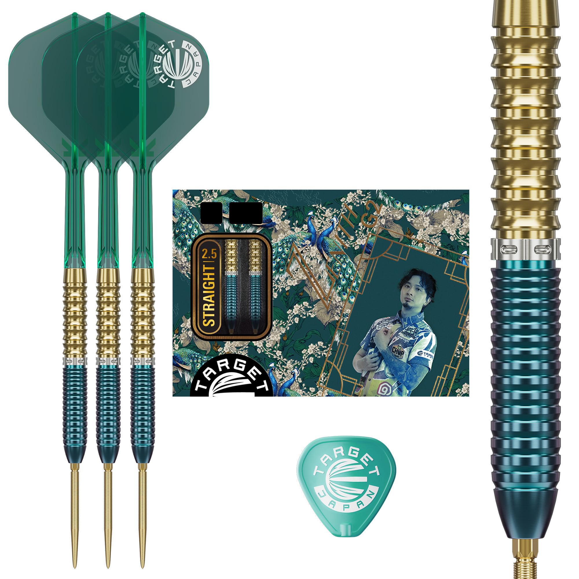 Target Japan Prime Series Zenith G2.5 Steel Tip Darts/Dartpfeile mit K-Flex 23g/24g | 90% Tungsten Set, K-Flex Flights & Shafts No.2, Swiss Nano Point Tips, Ching Ho Tung Gen 2.5