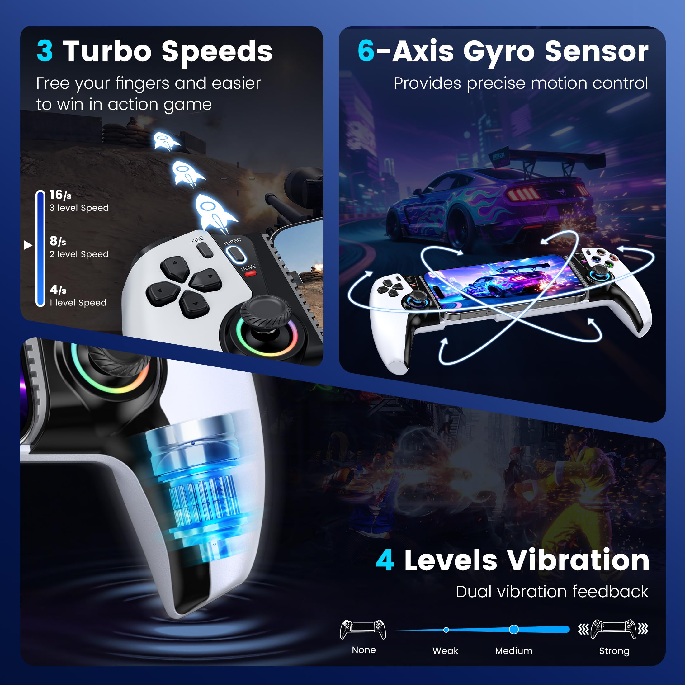 Bluetooth Handy Controller für PS Remote Play, Smartphone Controller für iPhone/Android mit Hall-Effekt Joysticks/Hall Trigger Kompatibel mit Xbox Cloud/Steam Link/Geforce Now/MFi Apple Arcade
