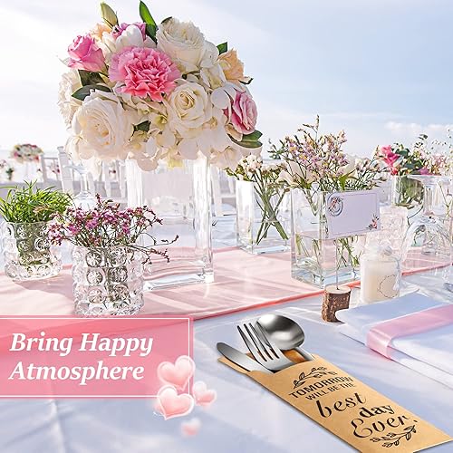 Miniatura 6 de Gueevin 100 piezas Tomorrow Will Be The Best Day Ever - Bolsas de papel para cubiertos de boda, soporte para utensilios, bolsa rústica para