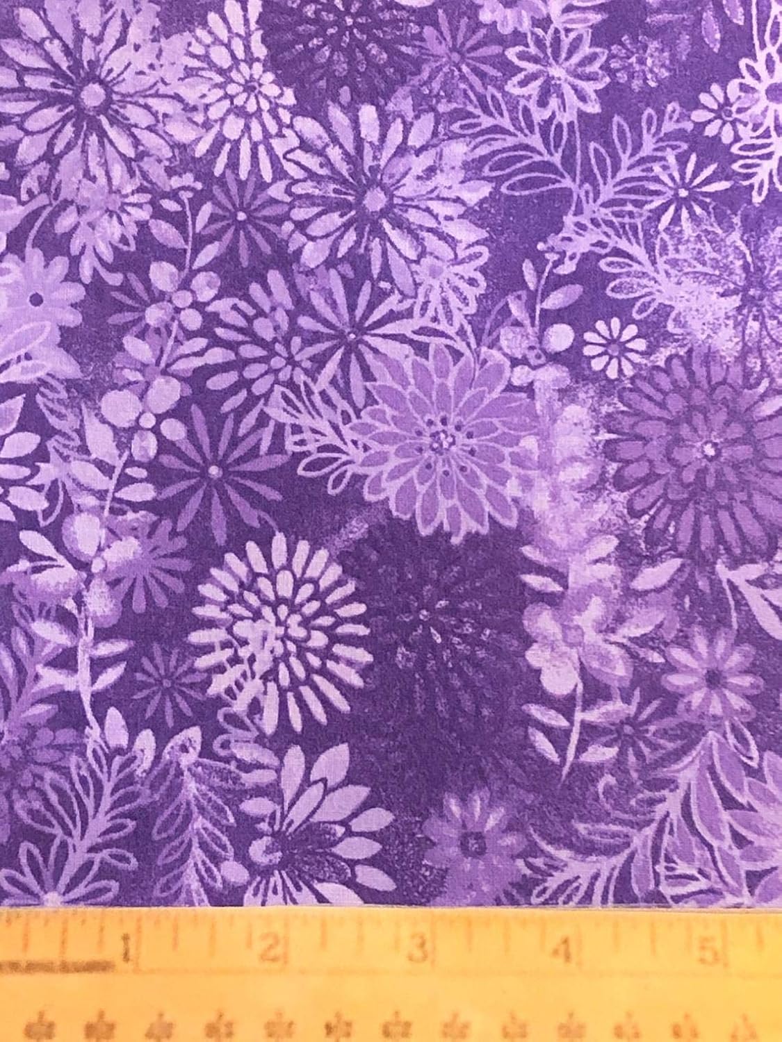 Pretty Purple Floral, Cotton Quilting Fabric by the Half