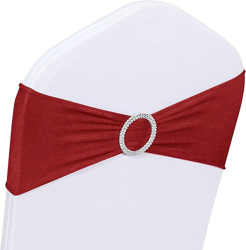 Miniatura 2 de Obstal 10 cintas elásticas de elastano para sillas de recepción de boda, bandas elásticas universales para silla con hebilla deslizante para