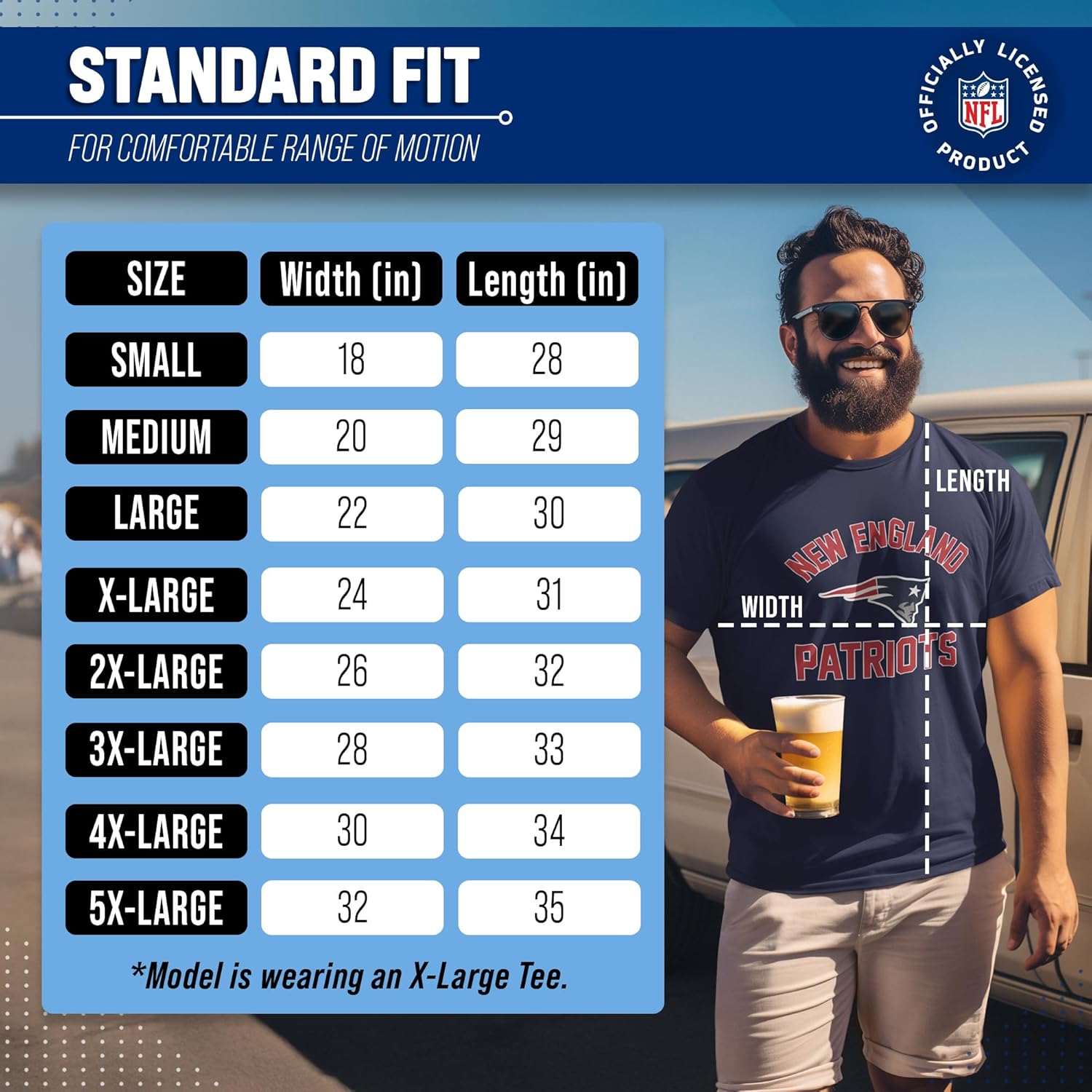 Team Fan Apparel NFL Adult Gameday T-Shirt - Cotton Blend - Tagless - Semi-Fitted - Unleash Your Team Spirit During Game Day