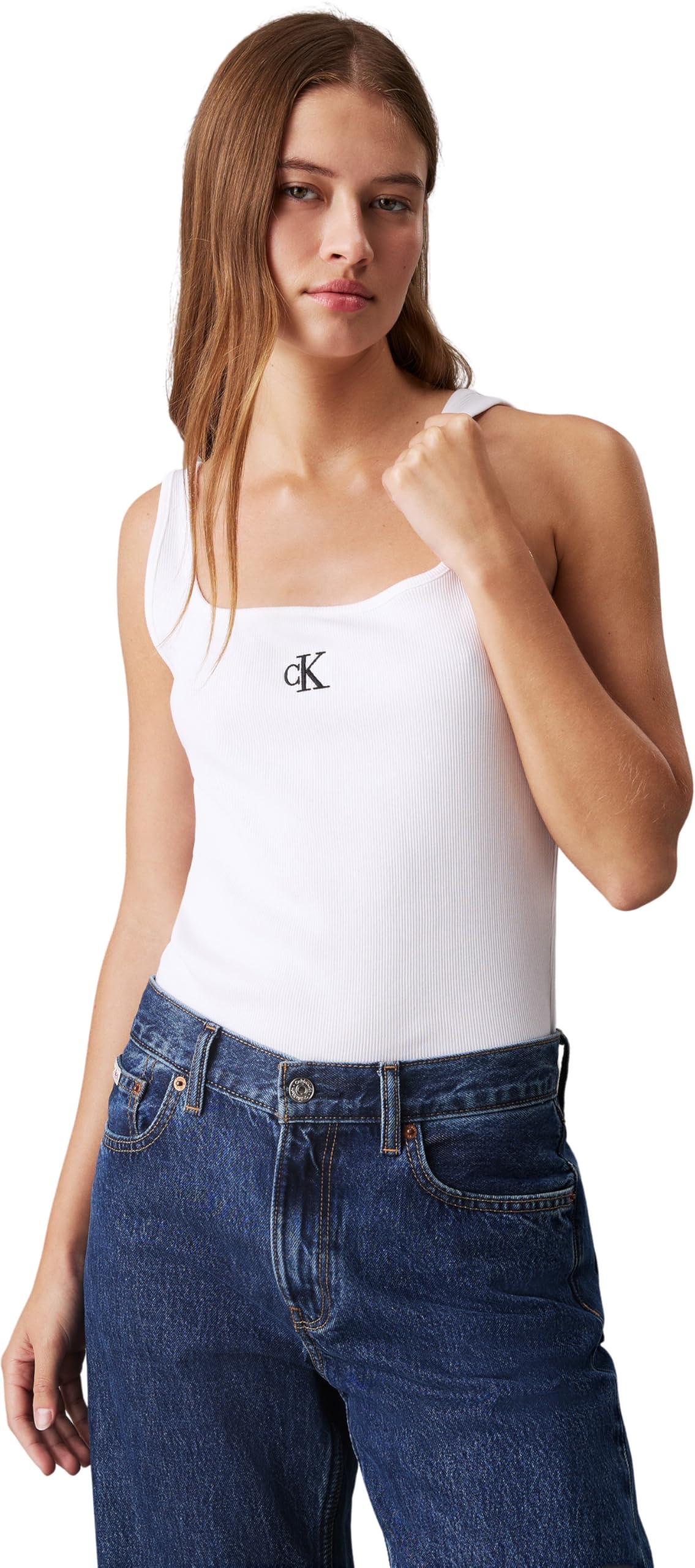 Calvin Klein Women's Ck Rib Tank Top J20j223192 Other Knit Tops (Pack of 1)