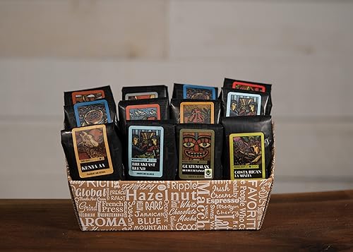 Miniatura 2 de Coffee Beanery Cesta de regalo de café de selección clásica, (12) mezclas de café molido 100% especiales arábica y muestreadores de origen único