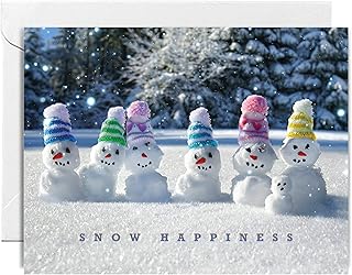 Easykart Christmas Greeting Cards with Envelopes | Pack of 24 cards - Snow Happiness Designs | 7.25 x 5.5 Inch Merry Christmas Cards with Seal Stickers For Friends , Family and loved Ones ( 1 PACK - 24 CARDS )