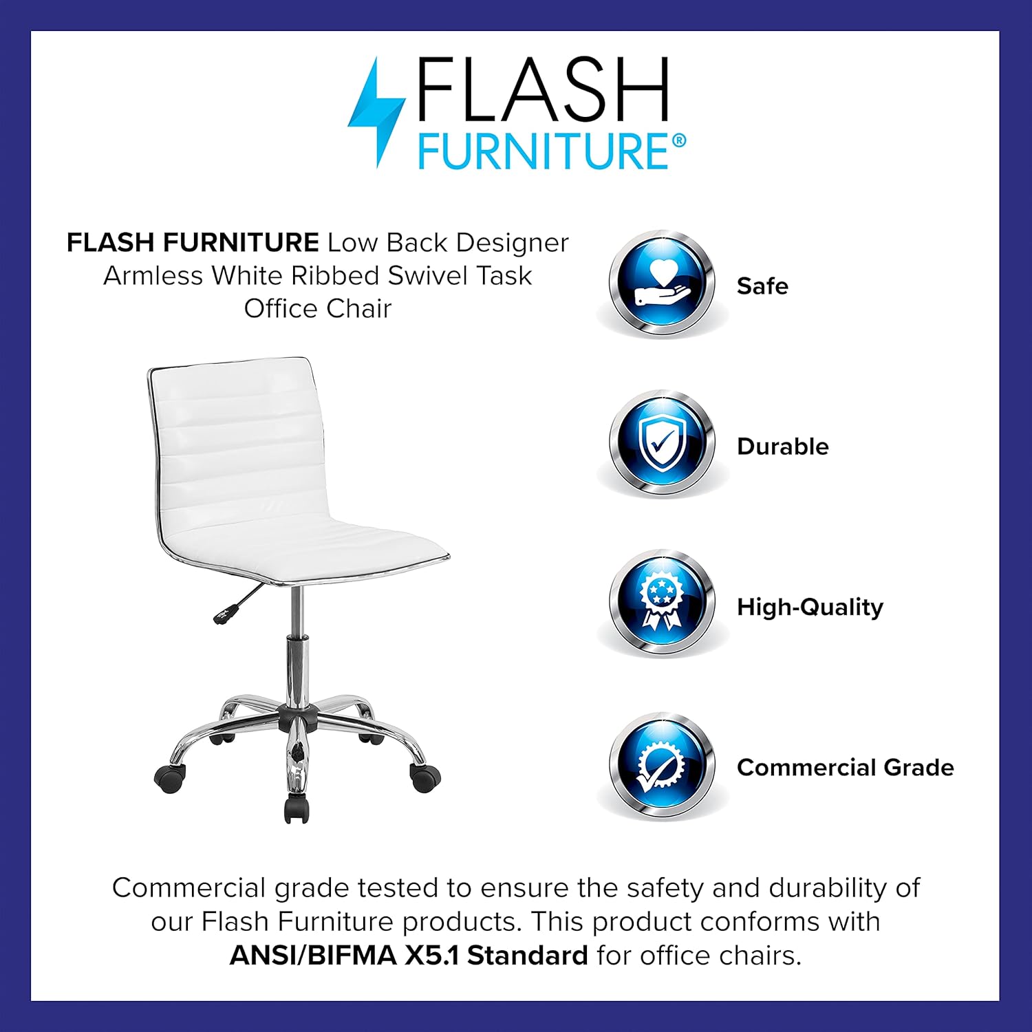 Free Shipping Over $50 Flash Furniture Low Back Designer Armless White Ribbed Swivel Task Office Chair 🔥 Cashback up to 70% Flash Furniture Low Back Designer Armless White Ribbed Swivel Task Office Chair