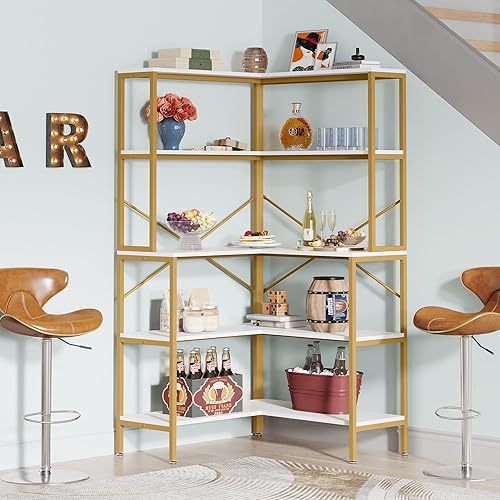 Miniatura 9 de Estantería esquinera de 67 pulgadas de alto, estantería Etagere de 5 niveles con almacenamiento, soporte de exhibición de libros para sala de estar,