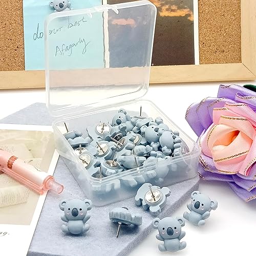 Miniatura 5 de Pines de empuje, 30 Uds Creativo Pulgar Tachuelas Dibujo de Pines Mixtos Lindo Caracol Caracol Caracol Carpa Abeja Cachorro Fox Pushpins para