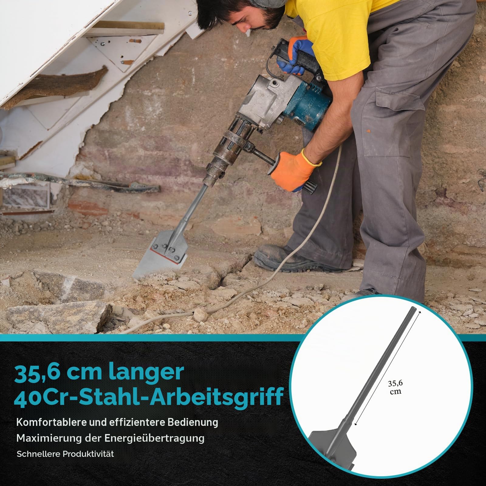 SDS-Max Schaft 6-Zoll-Bodenabschaber-Meißel - 6" Breites Klingenabschaber 25" Lang Legierter Stahl Bohrhammerbohrer - Entfernungstools für Fliesen, Tapeten, Dünnbettmörtel, Hartholz, Klebstoff